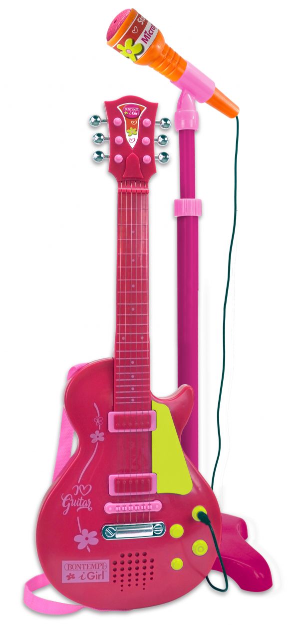 Bontempi Rockgitarre mit Standmikrofon-Verstärker