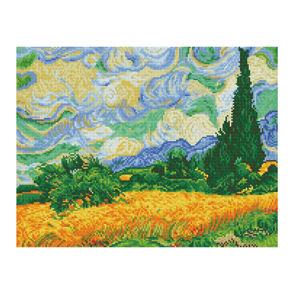 Diamond Painting Weizenfeld mit Zypressen (Van Gogh)