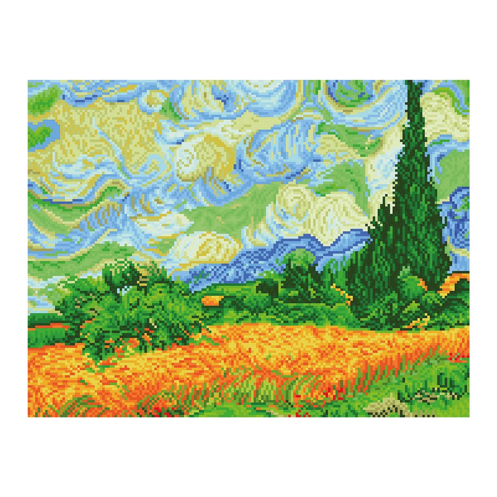 Diamond Painting Weizenfeld mit Zypressen (Van Gogh)