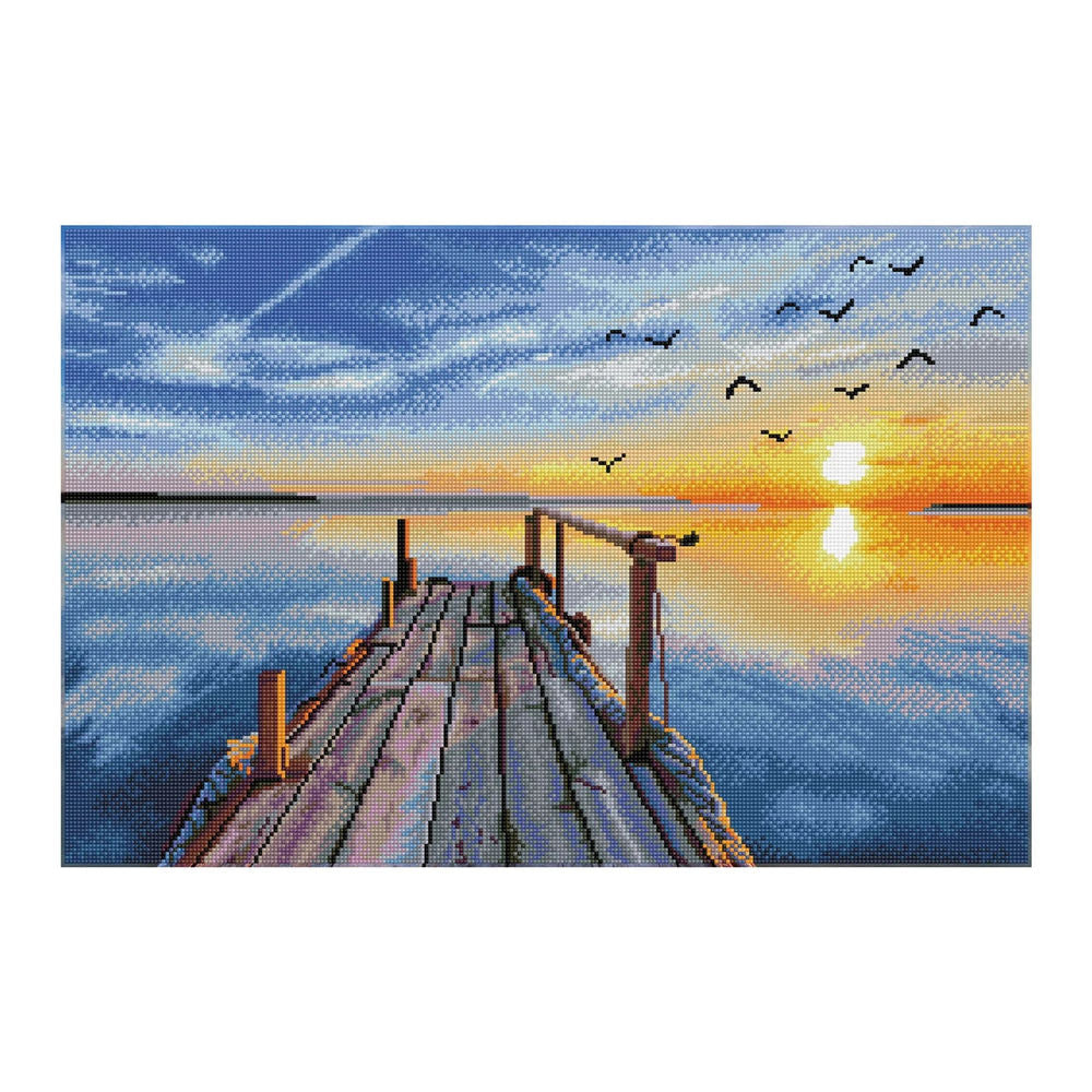 Diamond Painting Sonnenuntergang See
