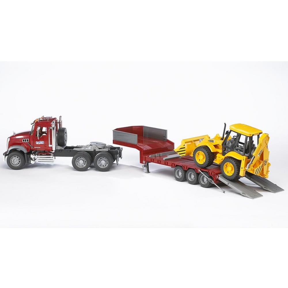 Bruder Mack Granite LKW mit Tieflader & JBC Baggerlader