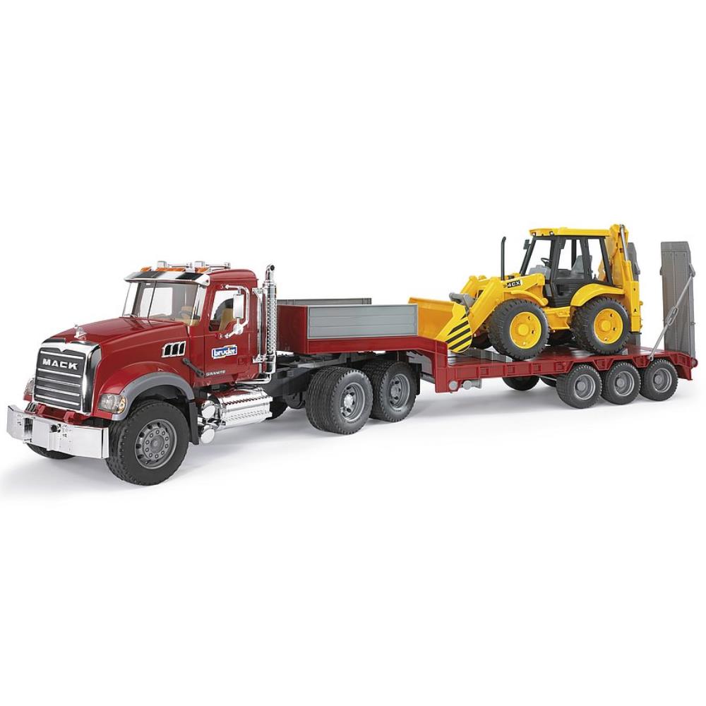 Bruder Mack Granite LKW mit Tieflader & JBC Baggerlader