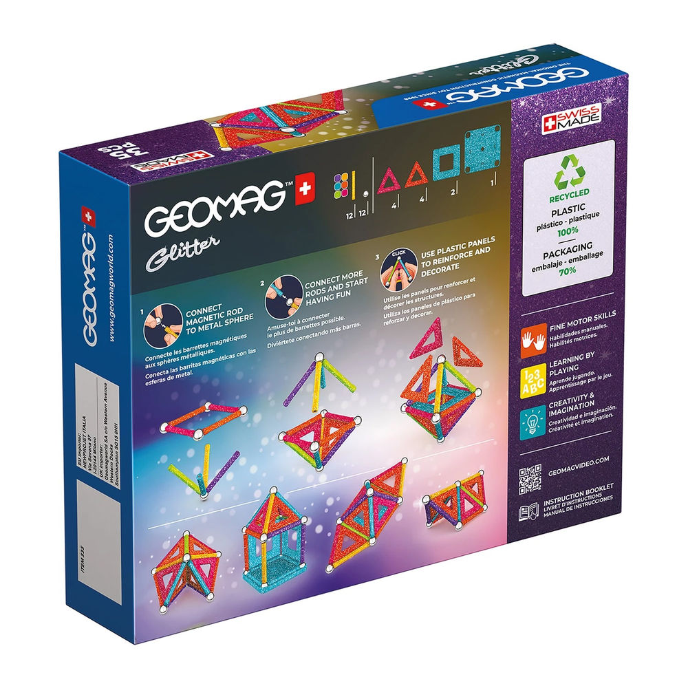 Geomag Panels GREEN line GLITTER 35 Teile