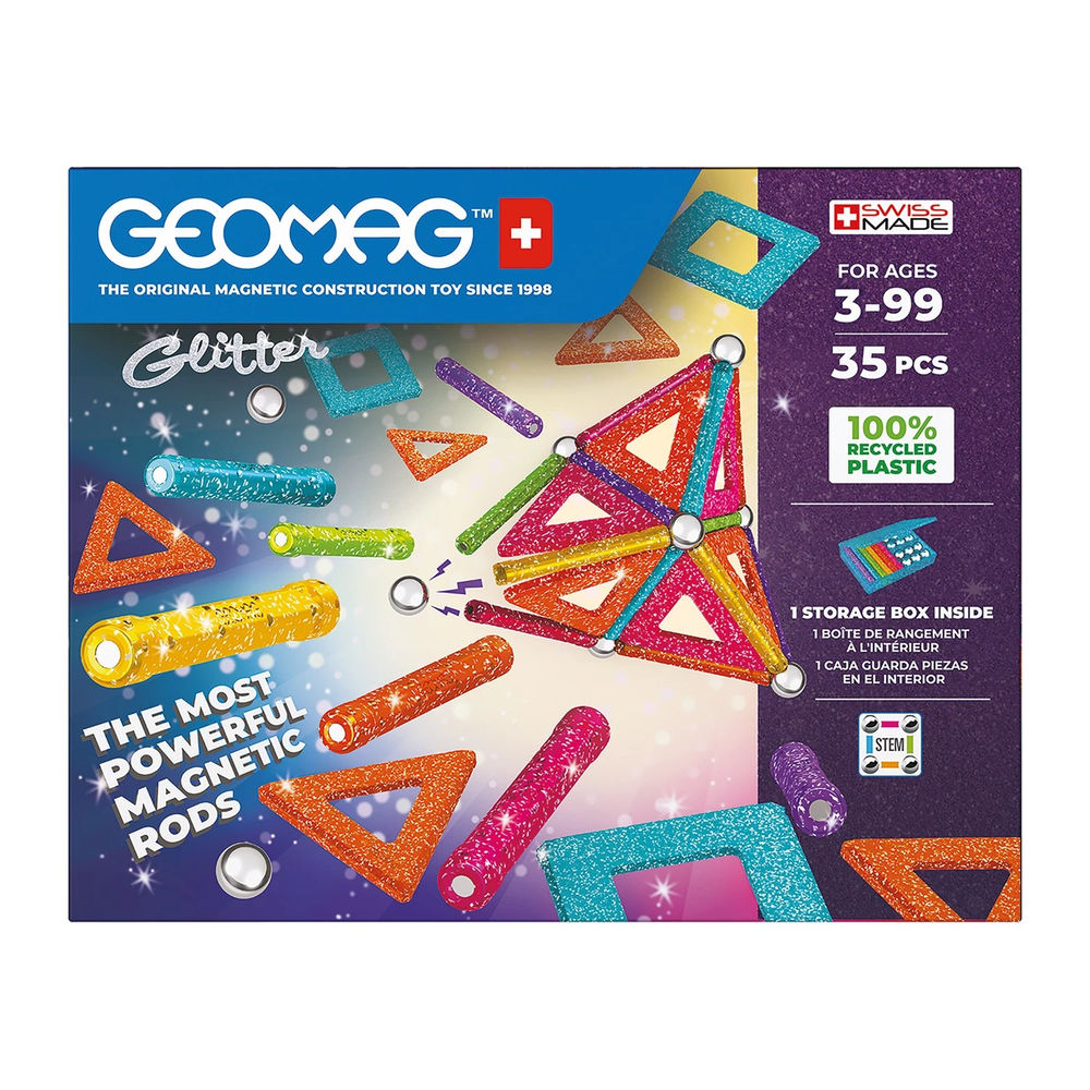 Geomag Panels GREEN line GLITTER 35 Teile