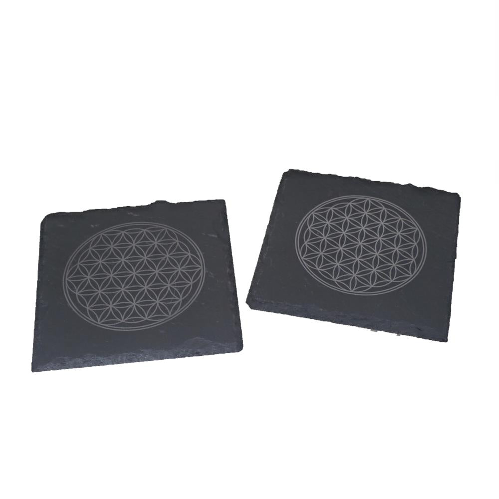 Schiefer-Untersetzer mit Gravur, Edition Lebensblume, 2er-Set