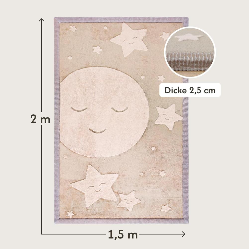 Hakuna Matte Samtmatte, 3D Wolke Spielmatte, 2  x 1.5 m, Moon & Stars