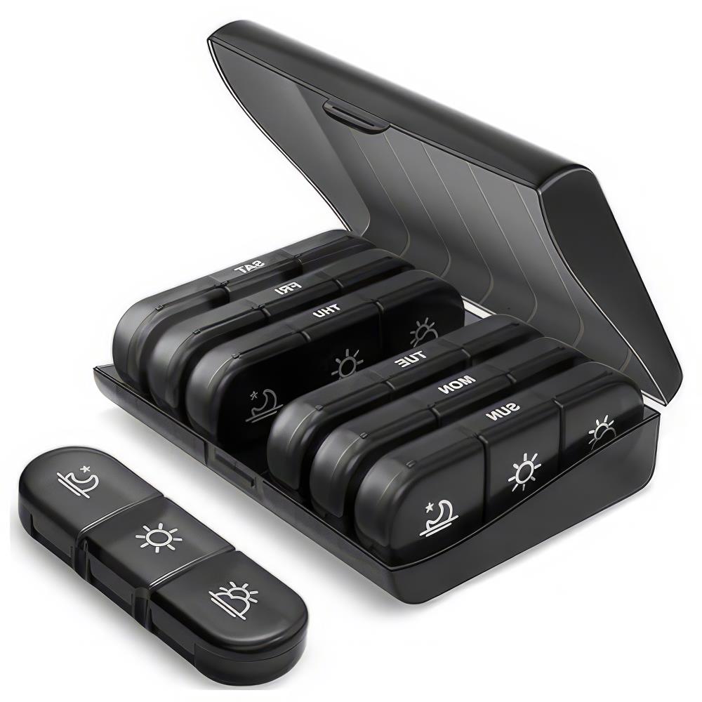 3x7 Medikamentenbox Travel, schwarz