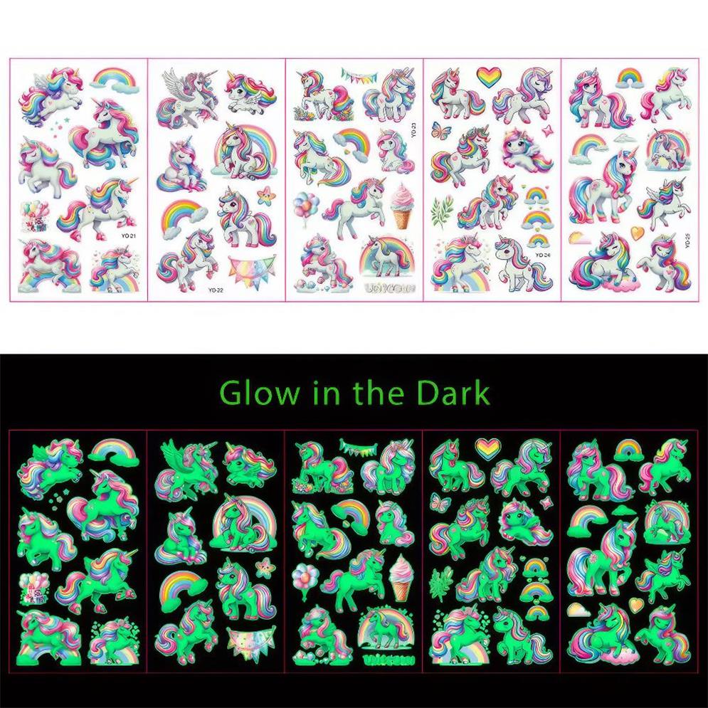Glow in the Dark Tattoos Einhorn