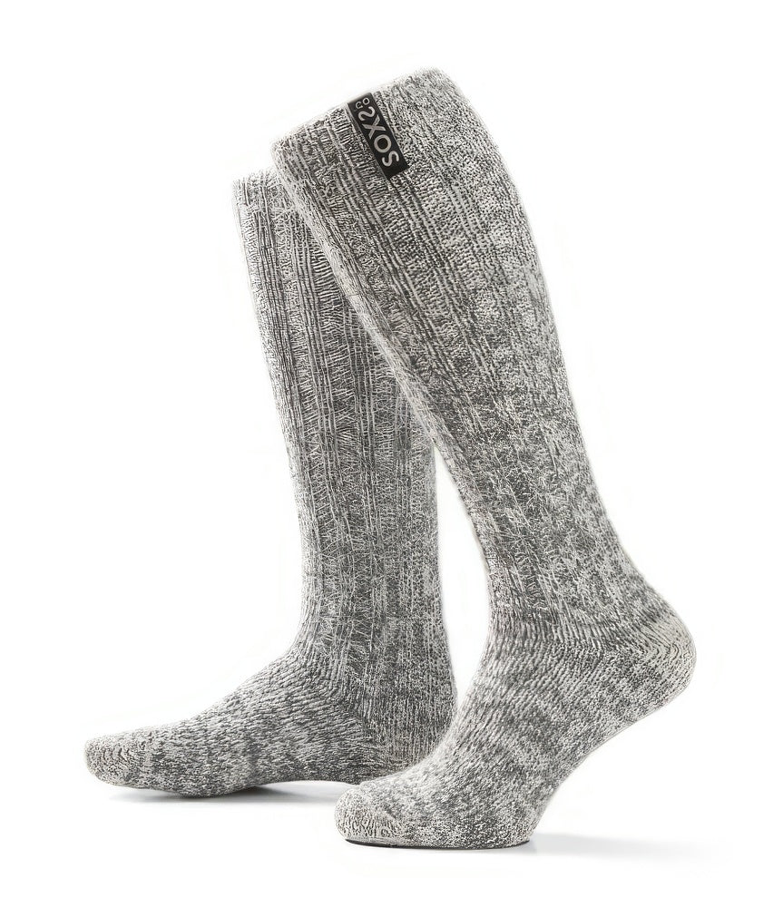 Graue Wolle Damen- & Herrensocken Jet Black, Kniesocke, 37-41