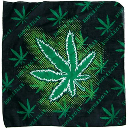 *Bandana Kopftuch/Halstuch, Hanfblatt schwarz/grün